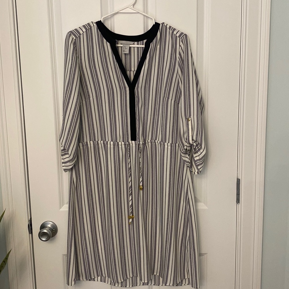 Black and white dress with gold details